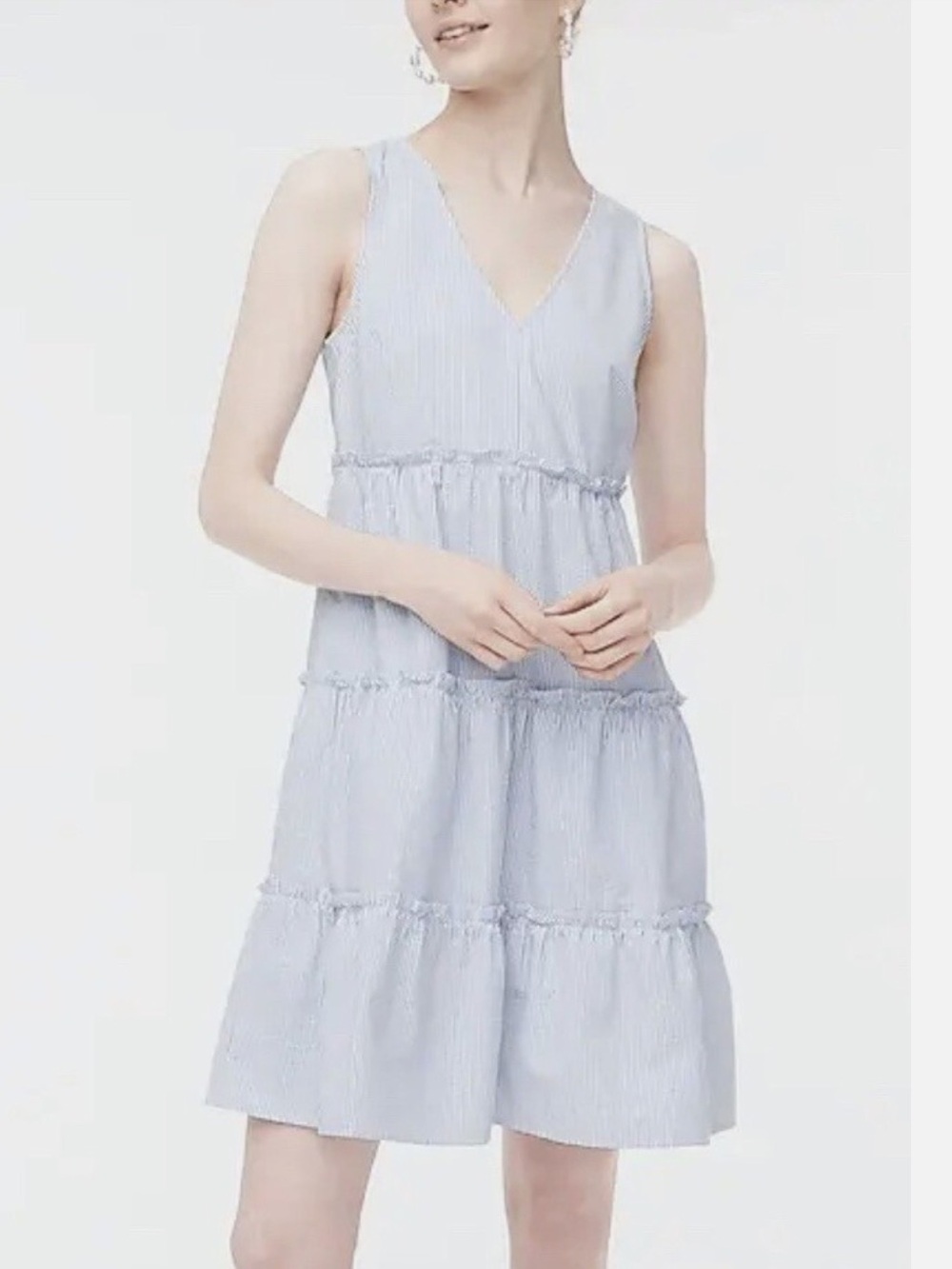 J. Crew Factory Pale Blue Tiered V-Neck Sundress